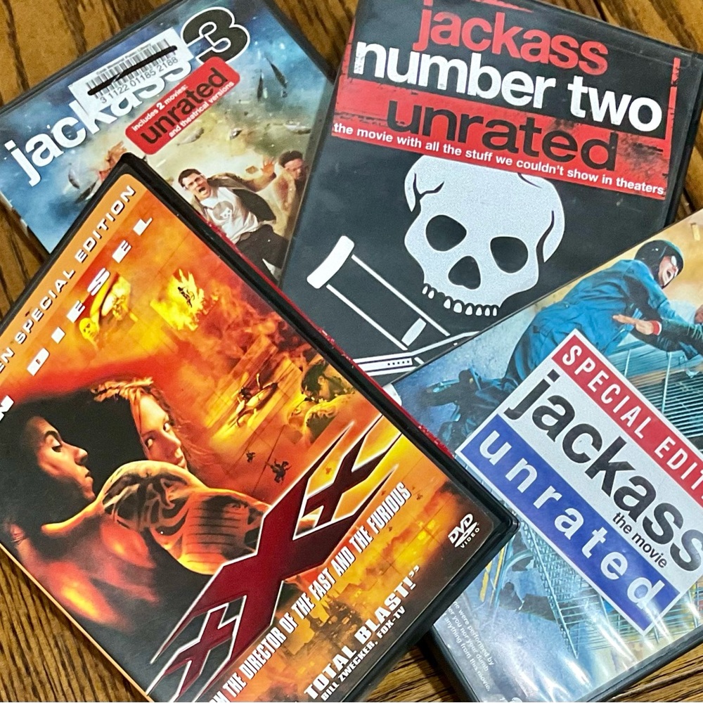 4 DVDs 📀 Jackass movie, 2 & 3 plus XXX Vin Diesel